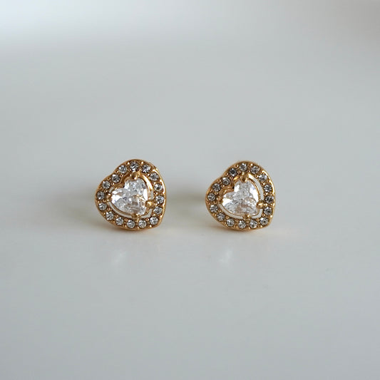 Aretes mini corazones con zirconias