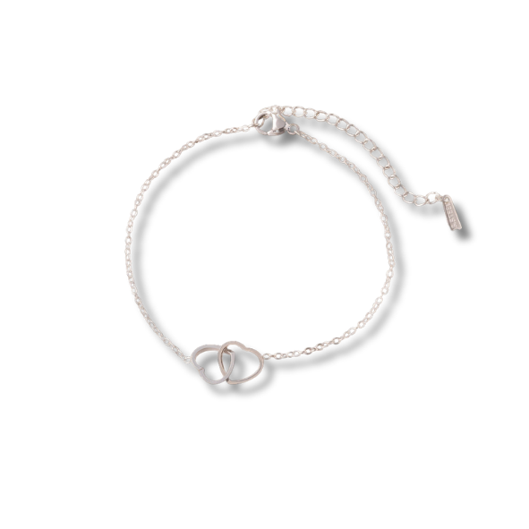 Pulsera de corazones entrelazados plateada