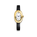 Reloj dorado de correa negra