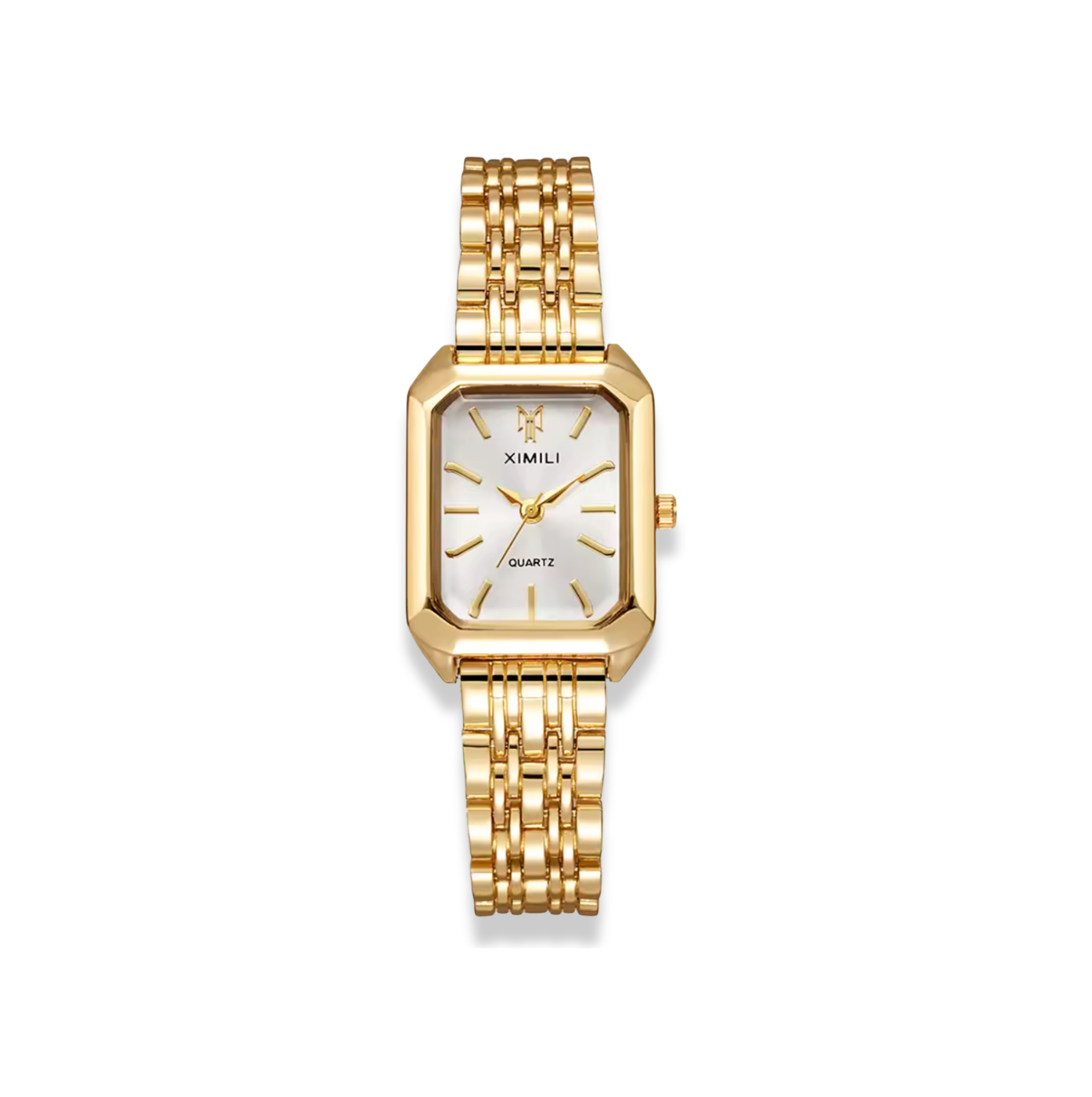 Reloj rectangular dorado