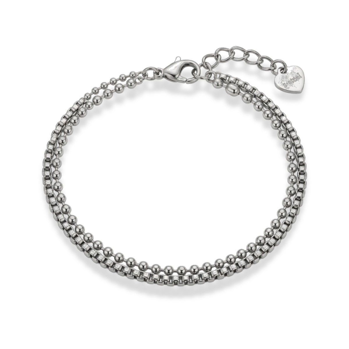 Pulsera doble de bolitas plateado