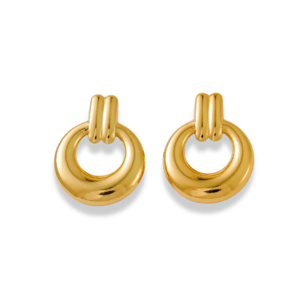 Aretes doble linea y círculo colgante