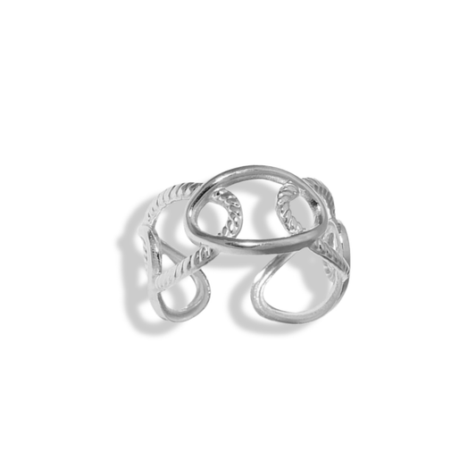 Anillo de eslabones, ovalados plateados