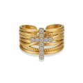 Anillo de líneas entrelazadas con cruz
