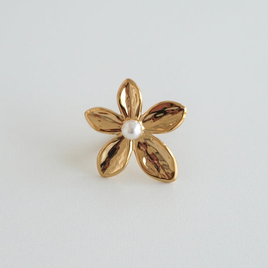 Anillos flor con perla al centro