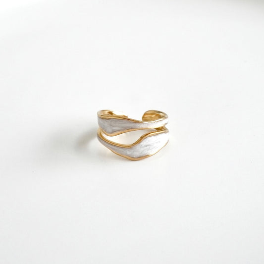 Anillo doble asimétrico blanco