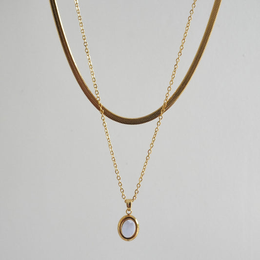 Set de dos cadenas lisa y blanca