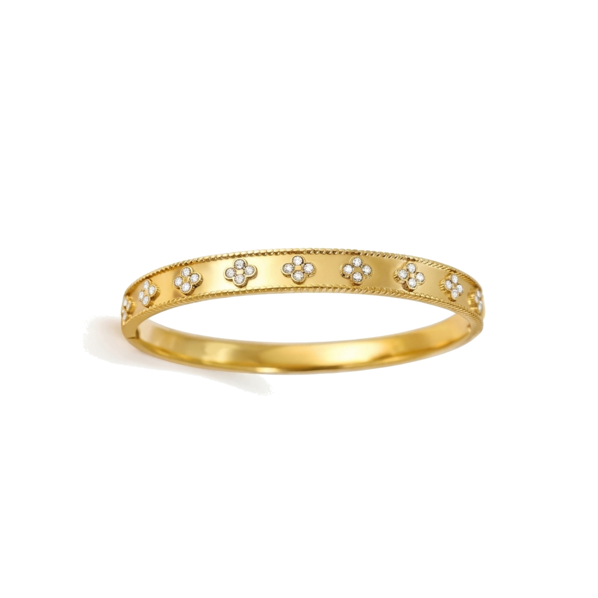 Pulsera rígida con trébol de zirconias