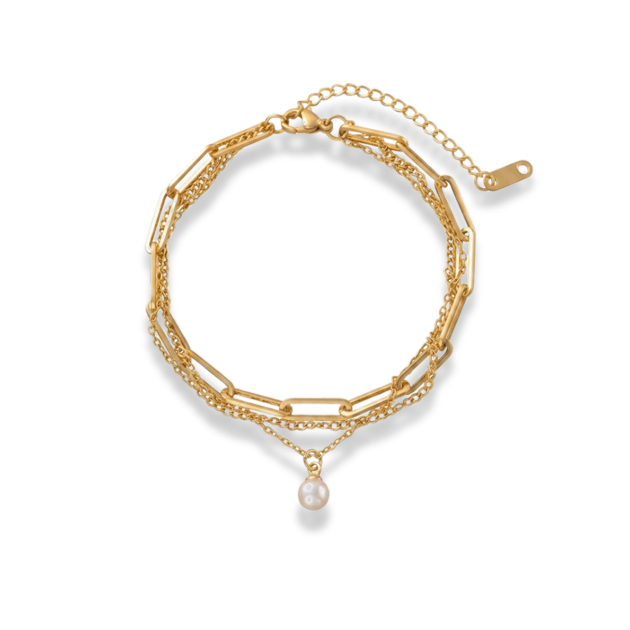 Pulsera doble eslabones y perla