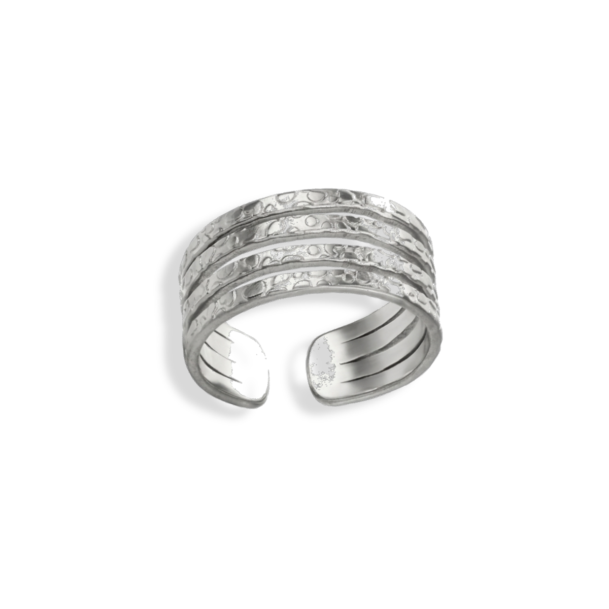 Anillo de líneas plateado
