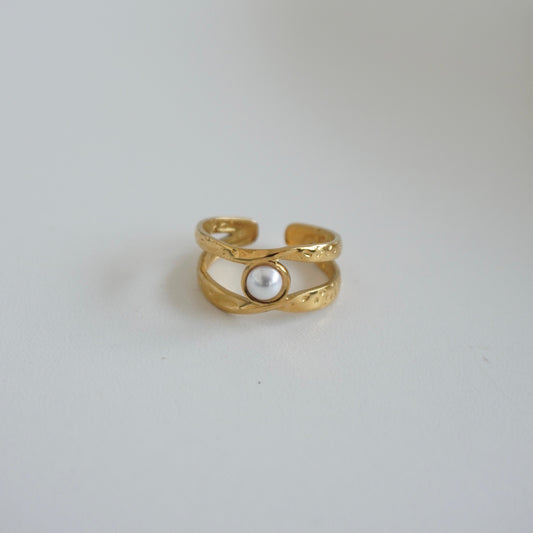 Anillo doble con perla
