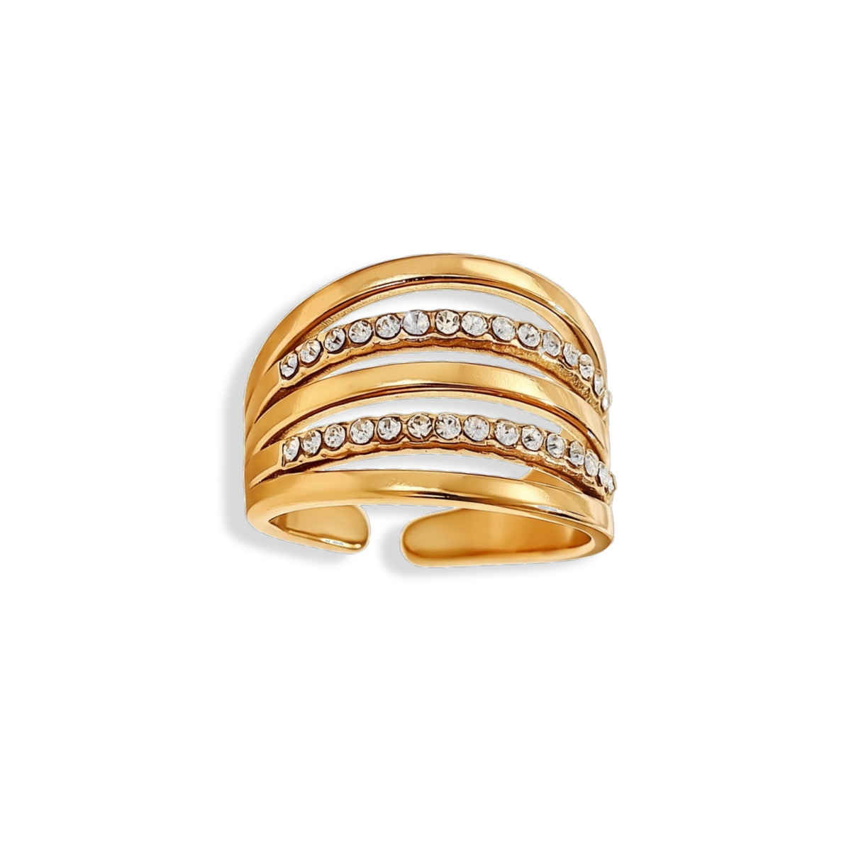 Anillo de líneas con zirconia