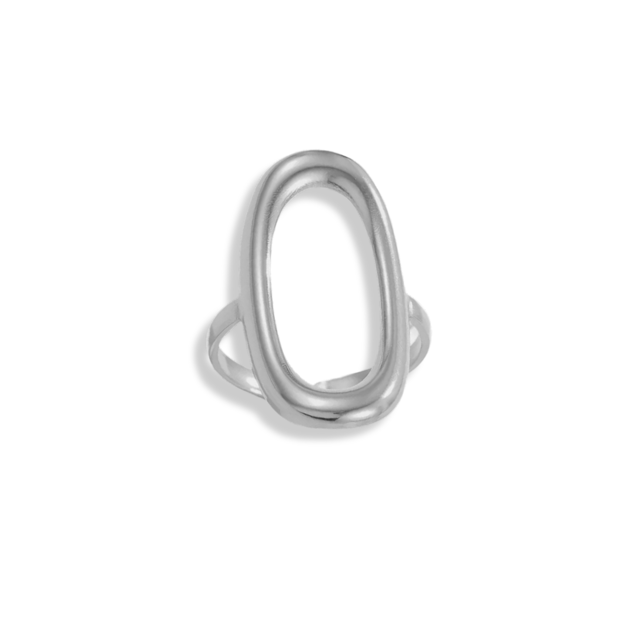 Anillo tipo óvalo delgado plateado