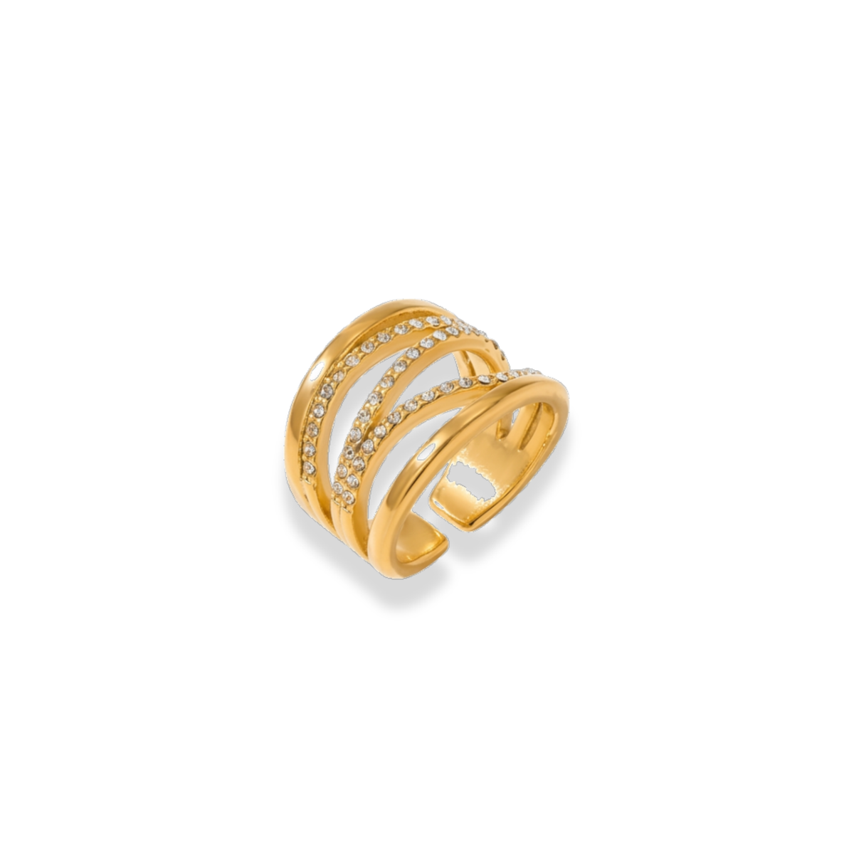 Anillo con líneas de zirconias