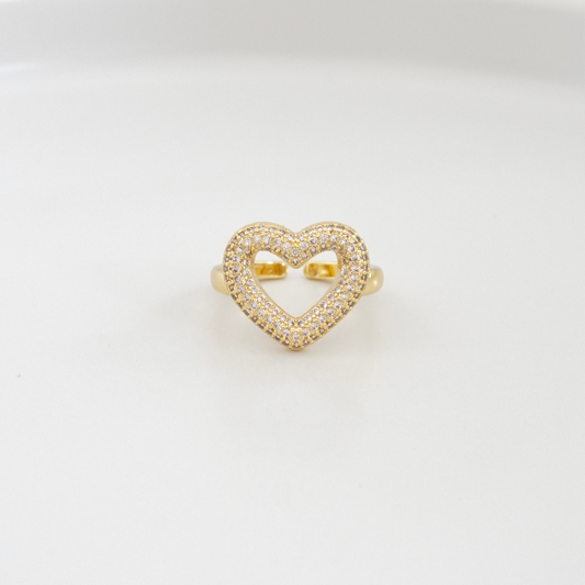 Anillo corazón con zirconias