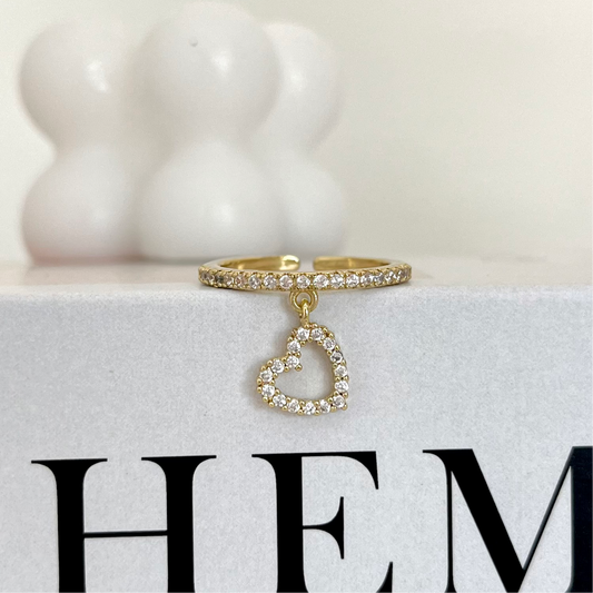 Anillo ajustable corazón colgante