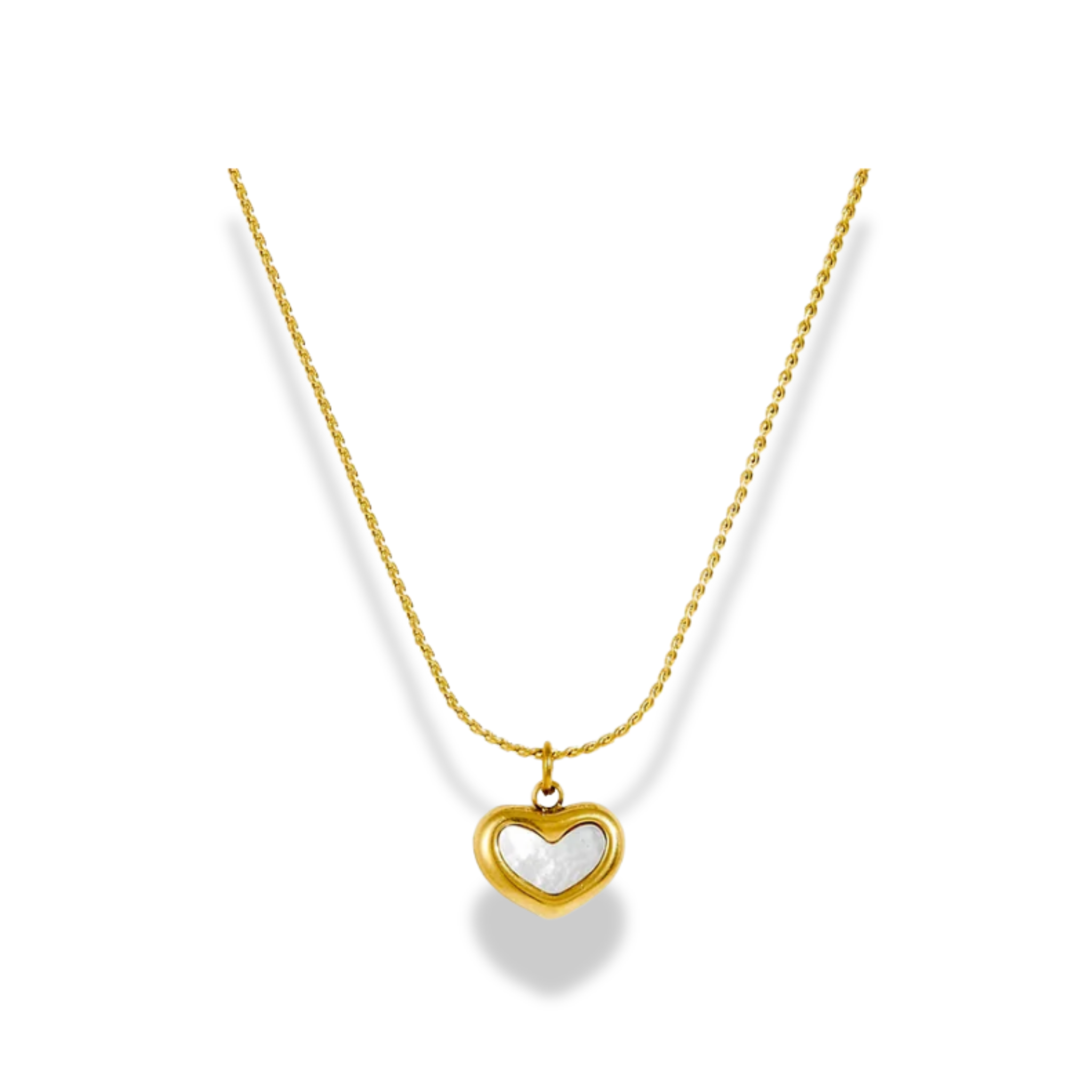 Cadena delgada corazón blanco