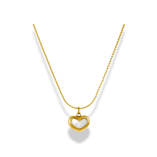 Cadena delgada corazón blanco