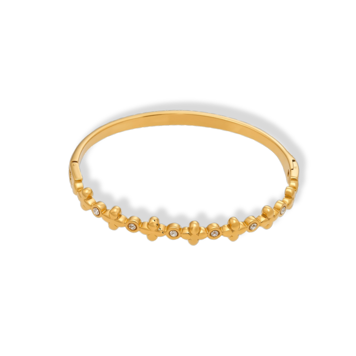 Pulsera rígida con flores y zirconias