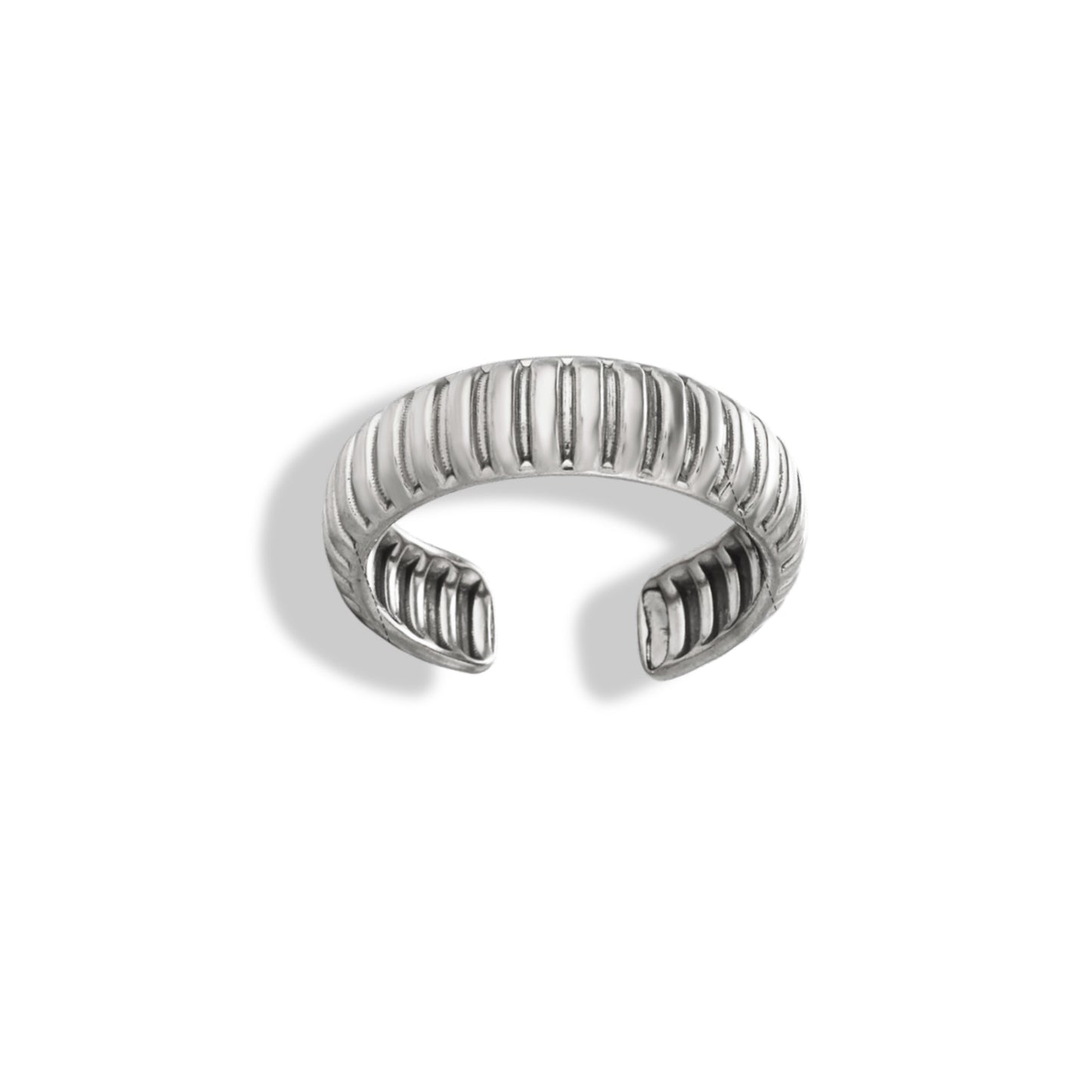 Anillo chunky líneas plateado