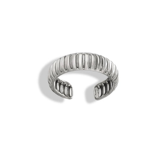 Anillo chunky líneas plateado