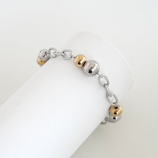 Pulsera bicolor eslabones y bolitas