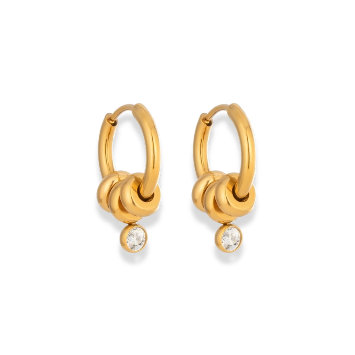 Hoops con dijes y zirconia colgante