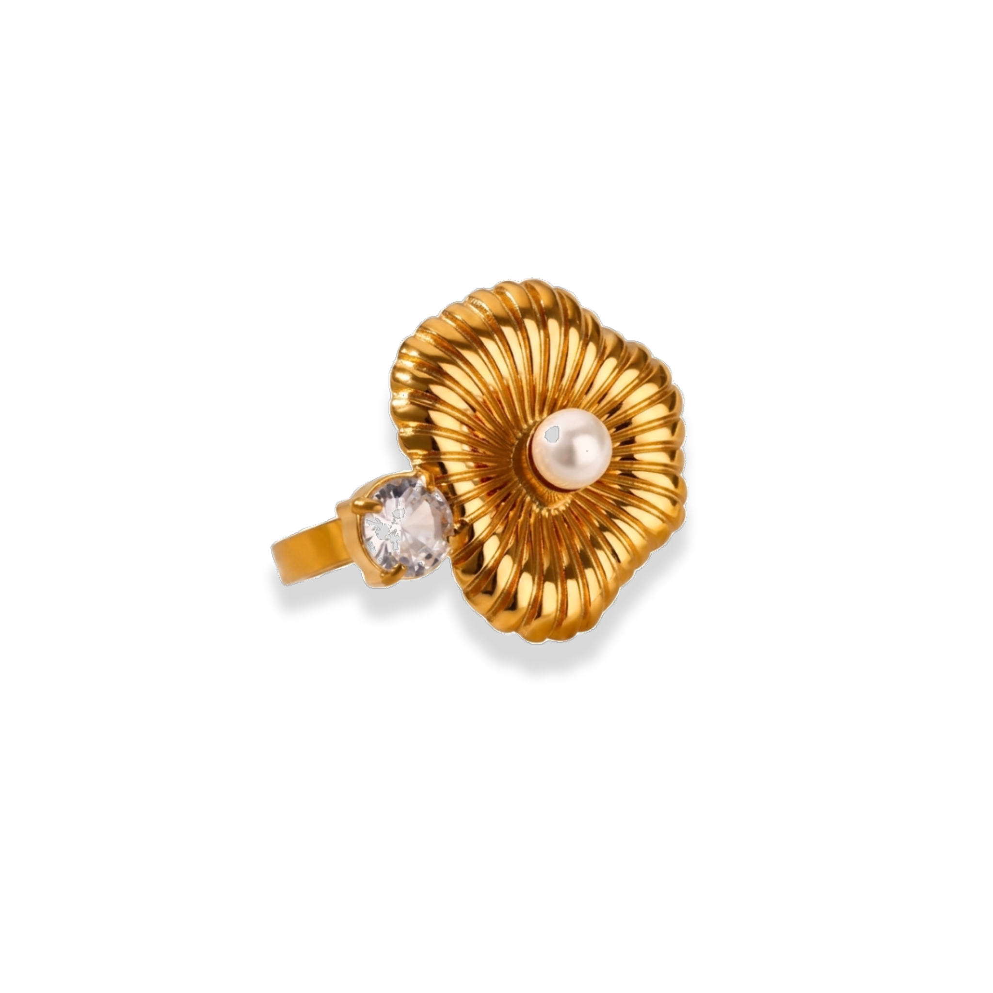 Anillo con perla y zirconia