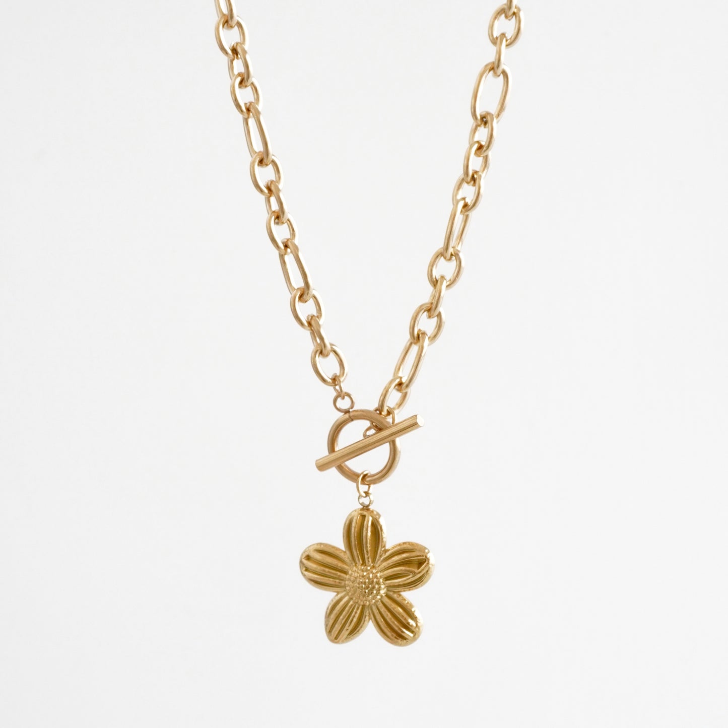 Cadena eslabones broche con flor