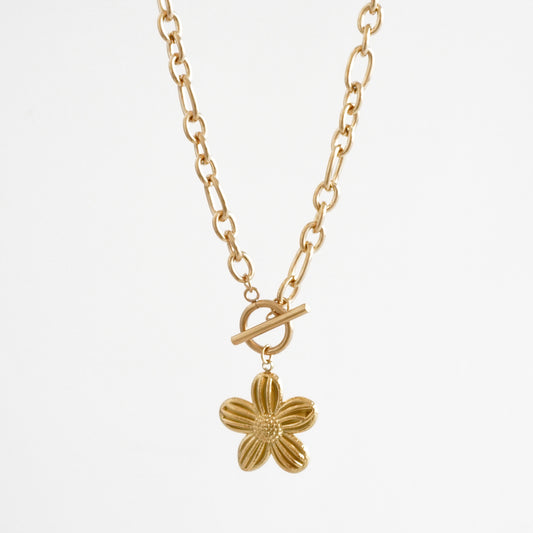 Cadena eslabones broche con flor