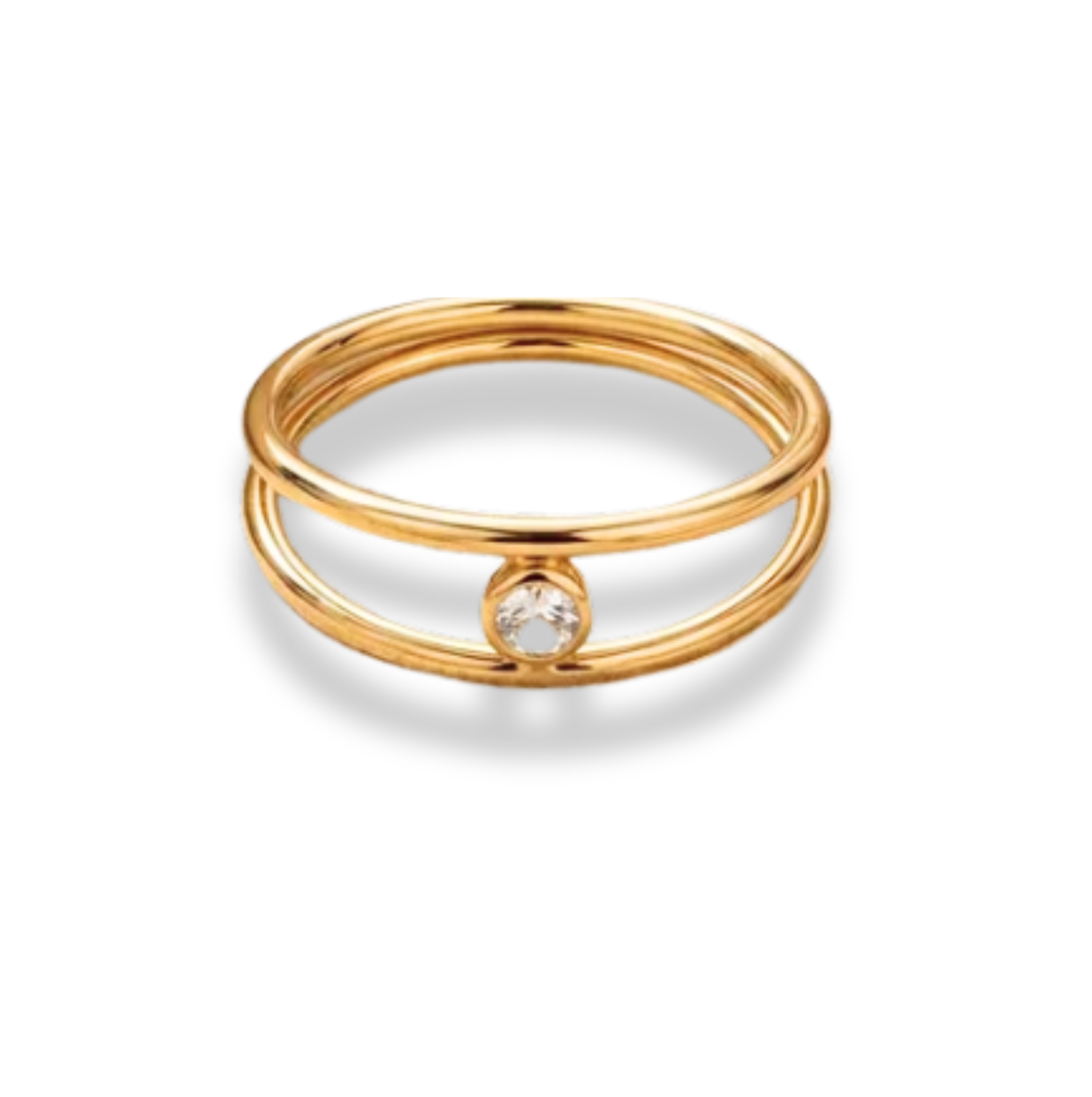 Anillo doble línea y zirconia