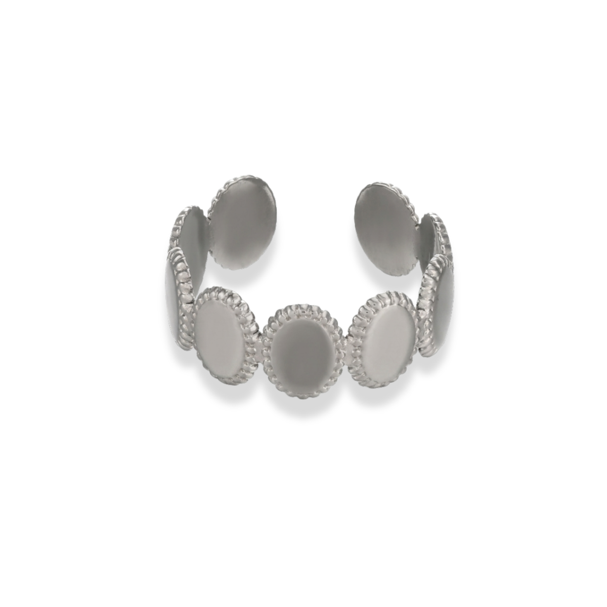 Anillo de óvalos plateado