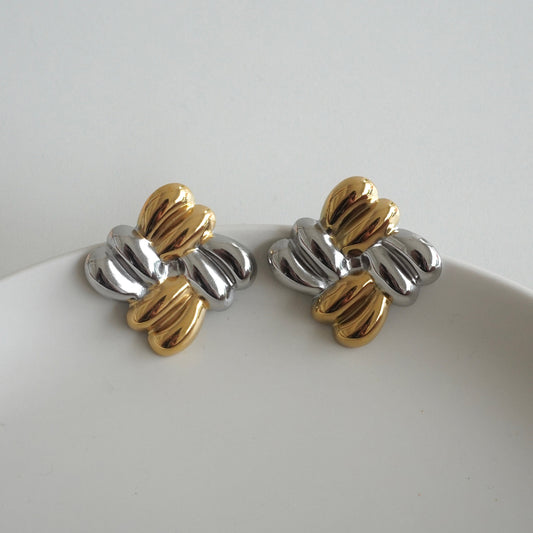 Aretes cuadrados chunky bicolor
