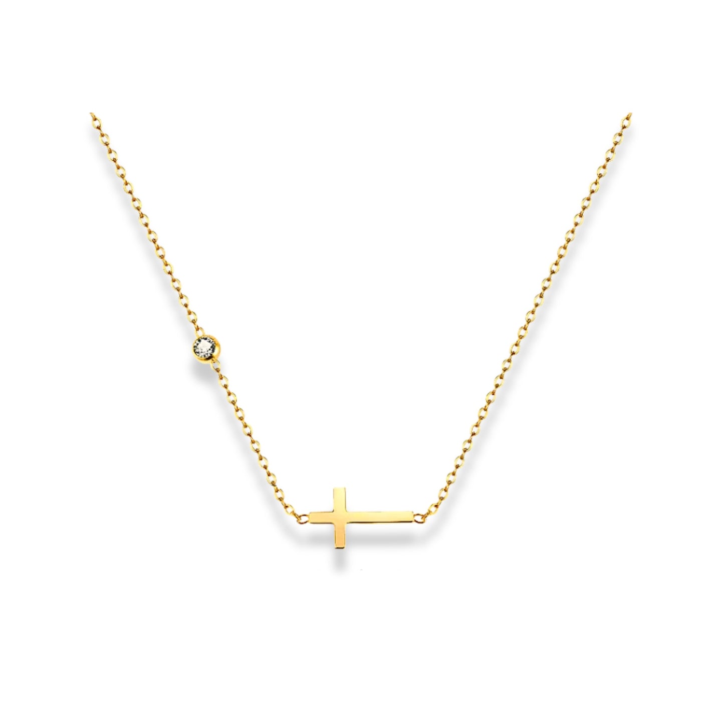 Cadena de cruz y zirconia