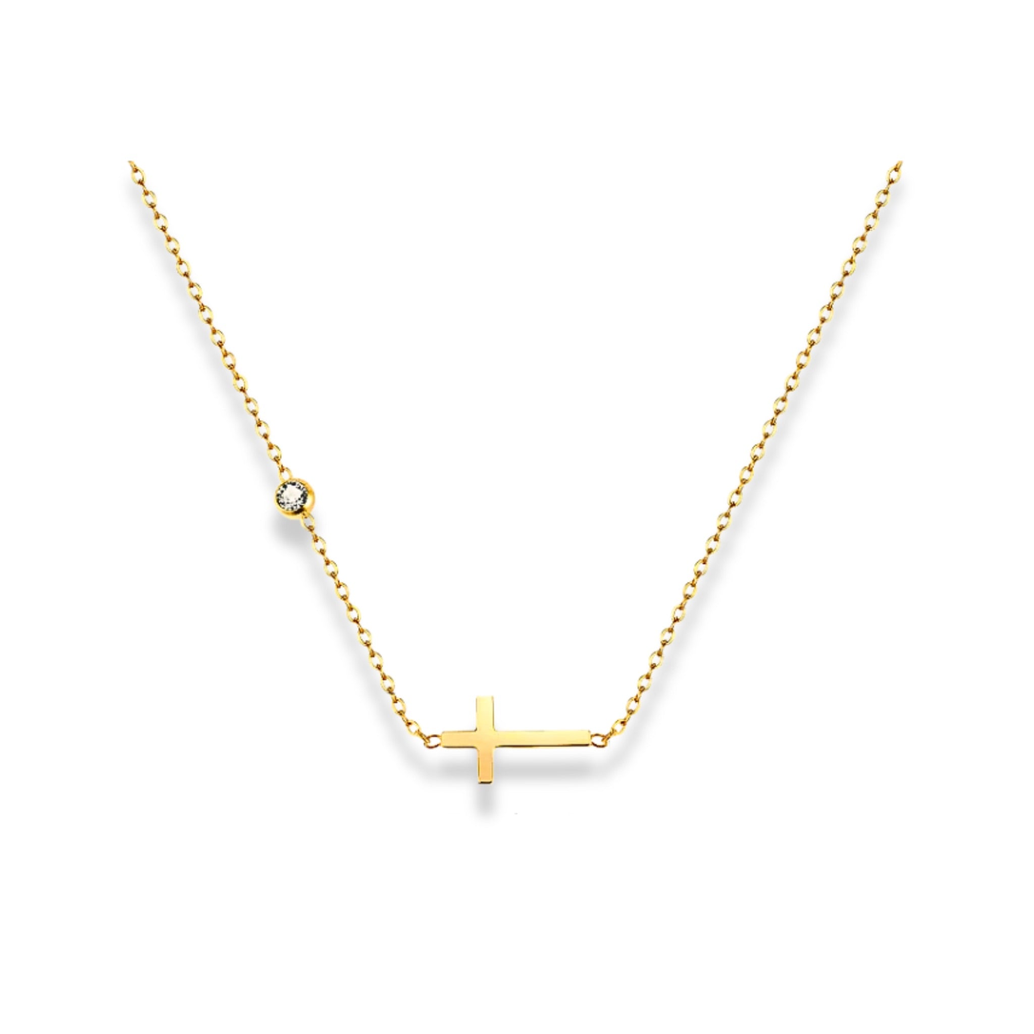 Cadena de cruz y zirconia