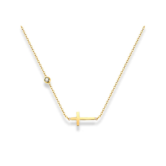 Cadena de cruz y zirconia