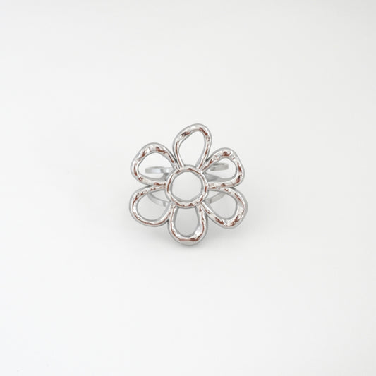 Anillo plateado flor chuncky
