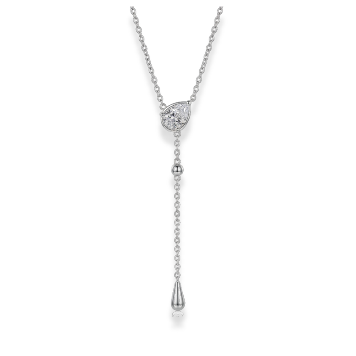 Cadena tipo corbatín con dije de zirconia