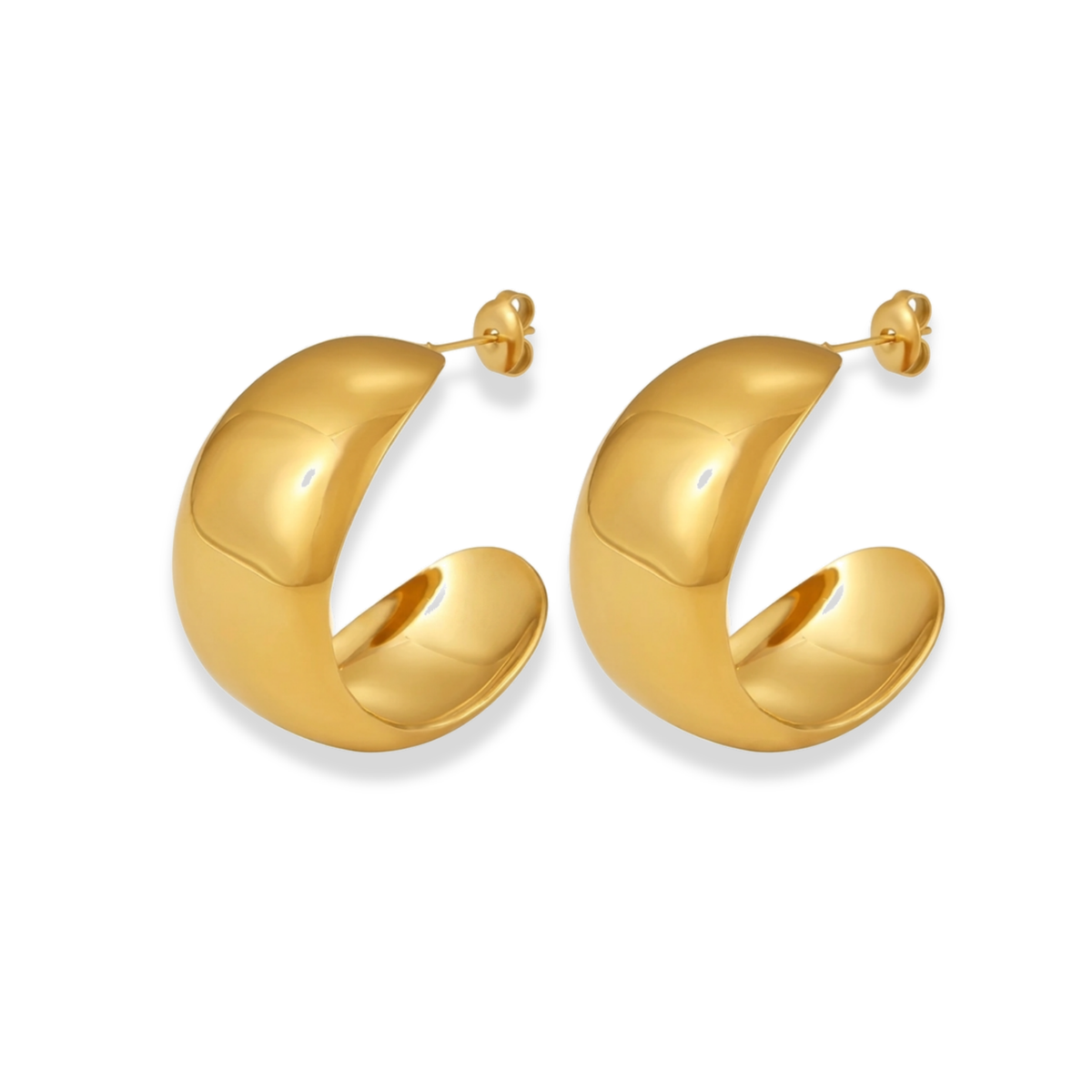Aretes en forma de media luna lisa