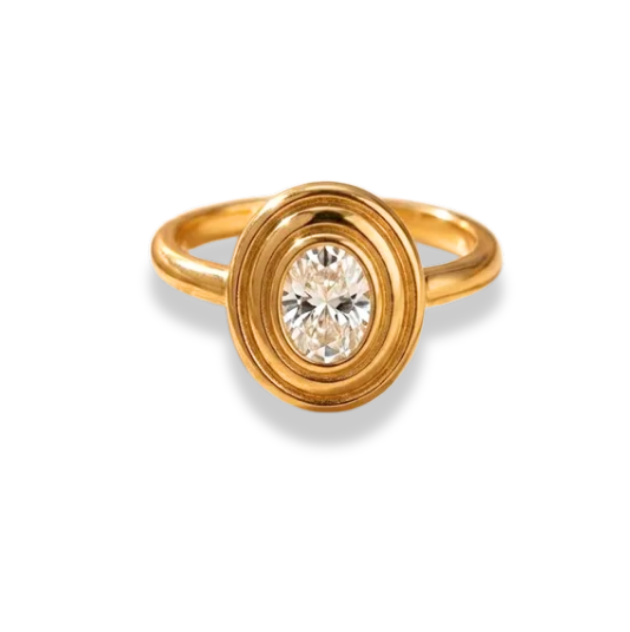 Anillo óvalo y zirconia