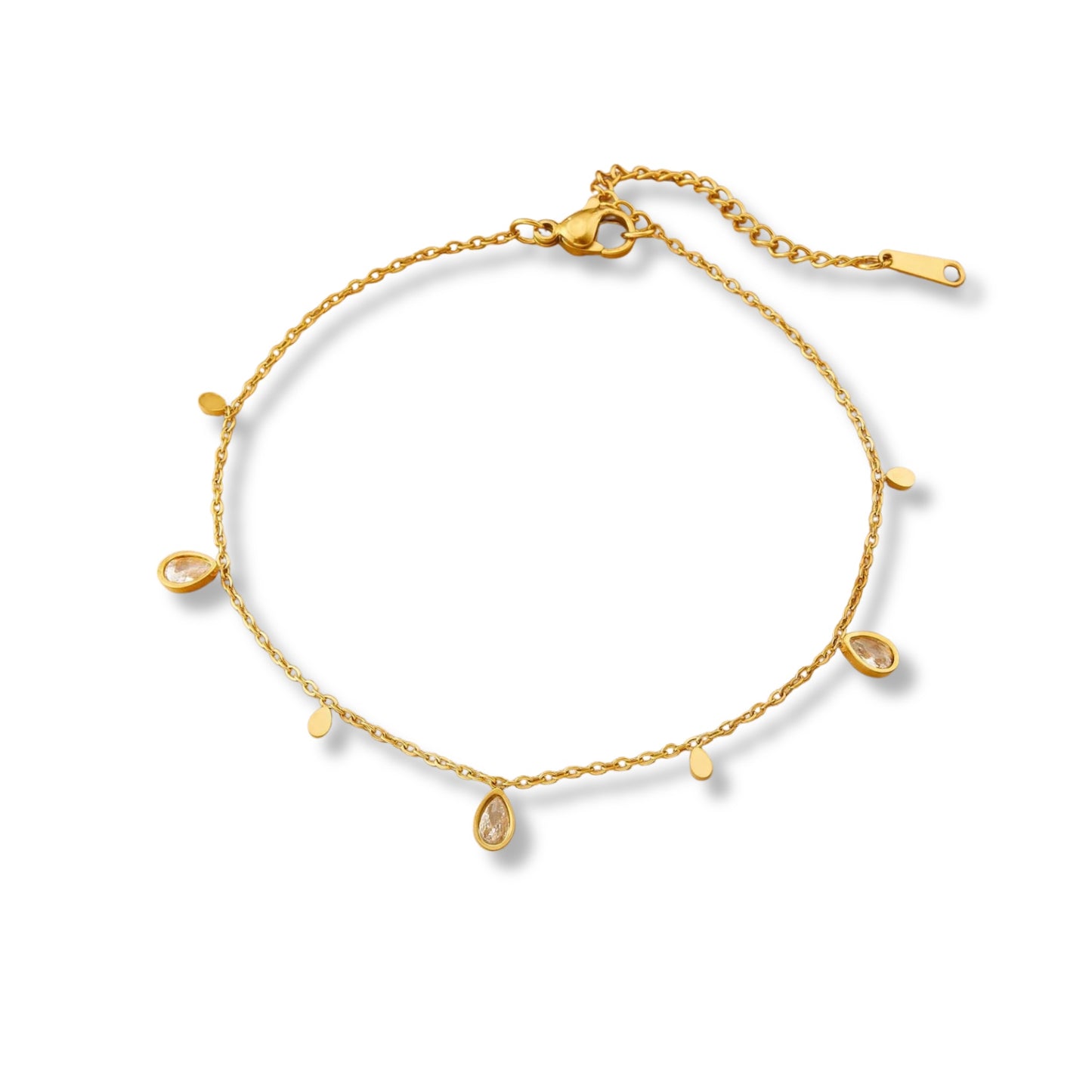 Tobillera con zirconias cuadradas colgantes