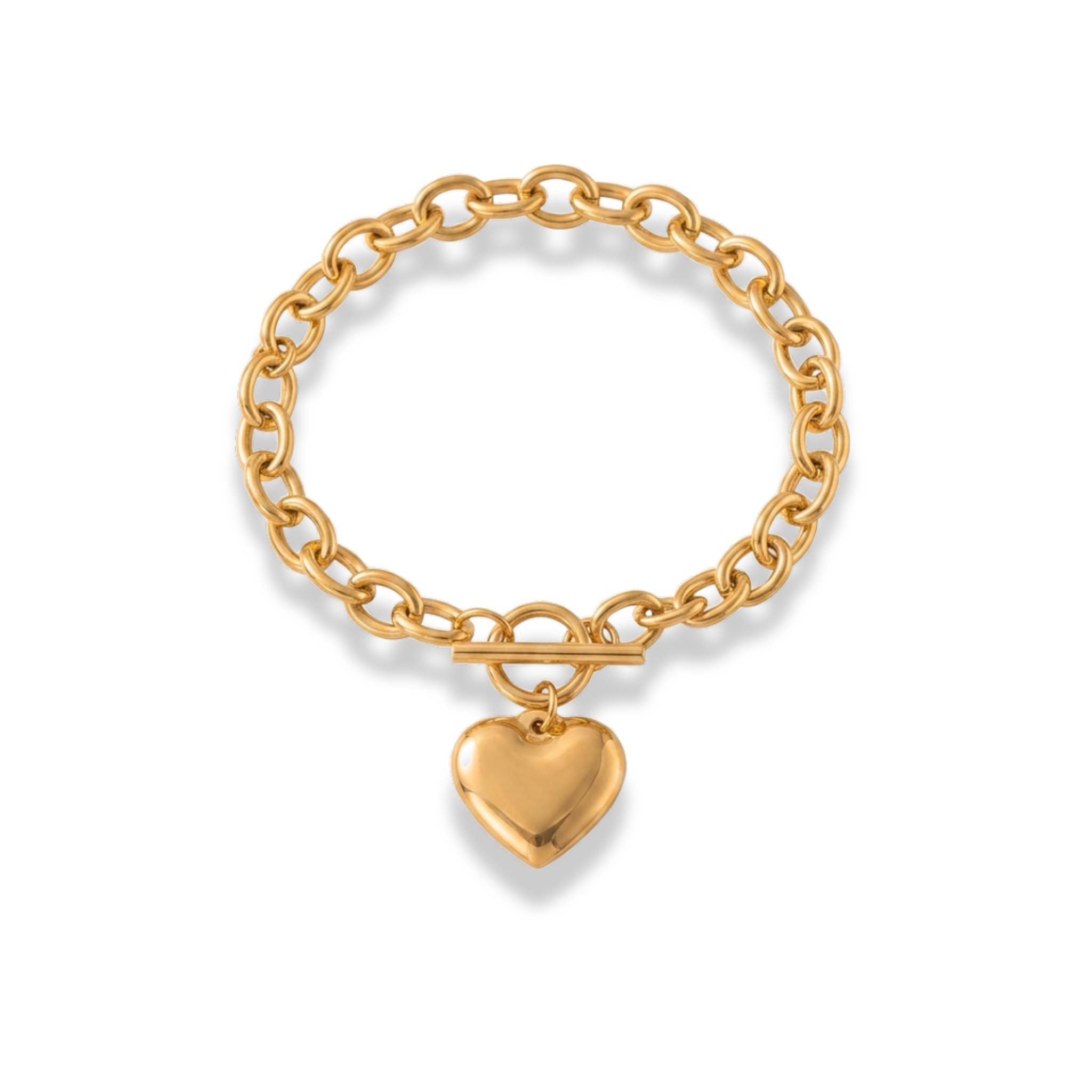 Pulsera de eslabones corazón chunky