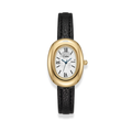 Reloj ovalado  de correa negra