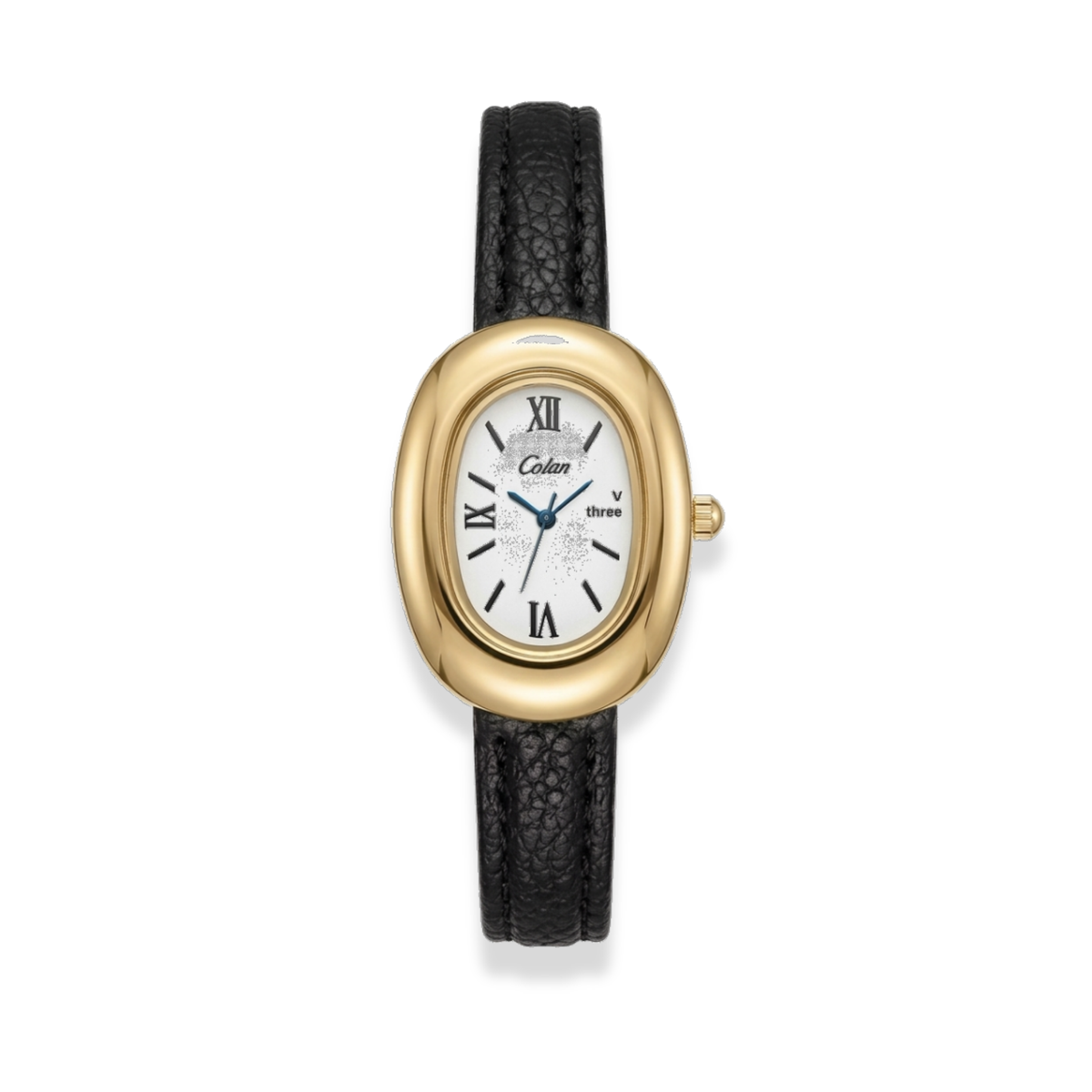 Reloj ovalado  de correa negra