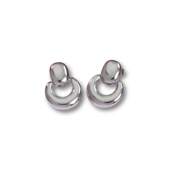 Aretes bola y círculo mini plateado