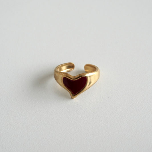Anillo corazón asimétrico vino