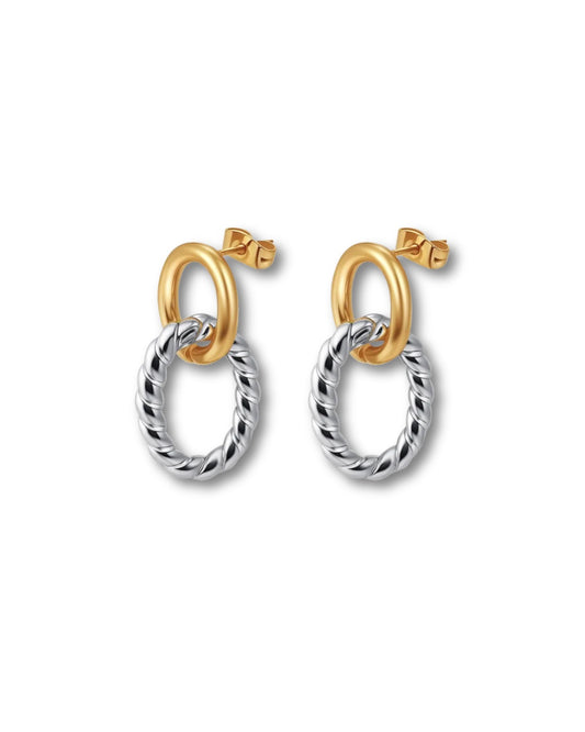 Aretes colgantes bicolor