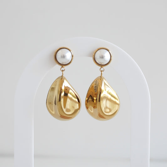 Aretes perla gota colgante