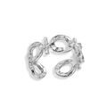 Anillo de óvalos entrelazados plateado