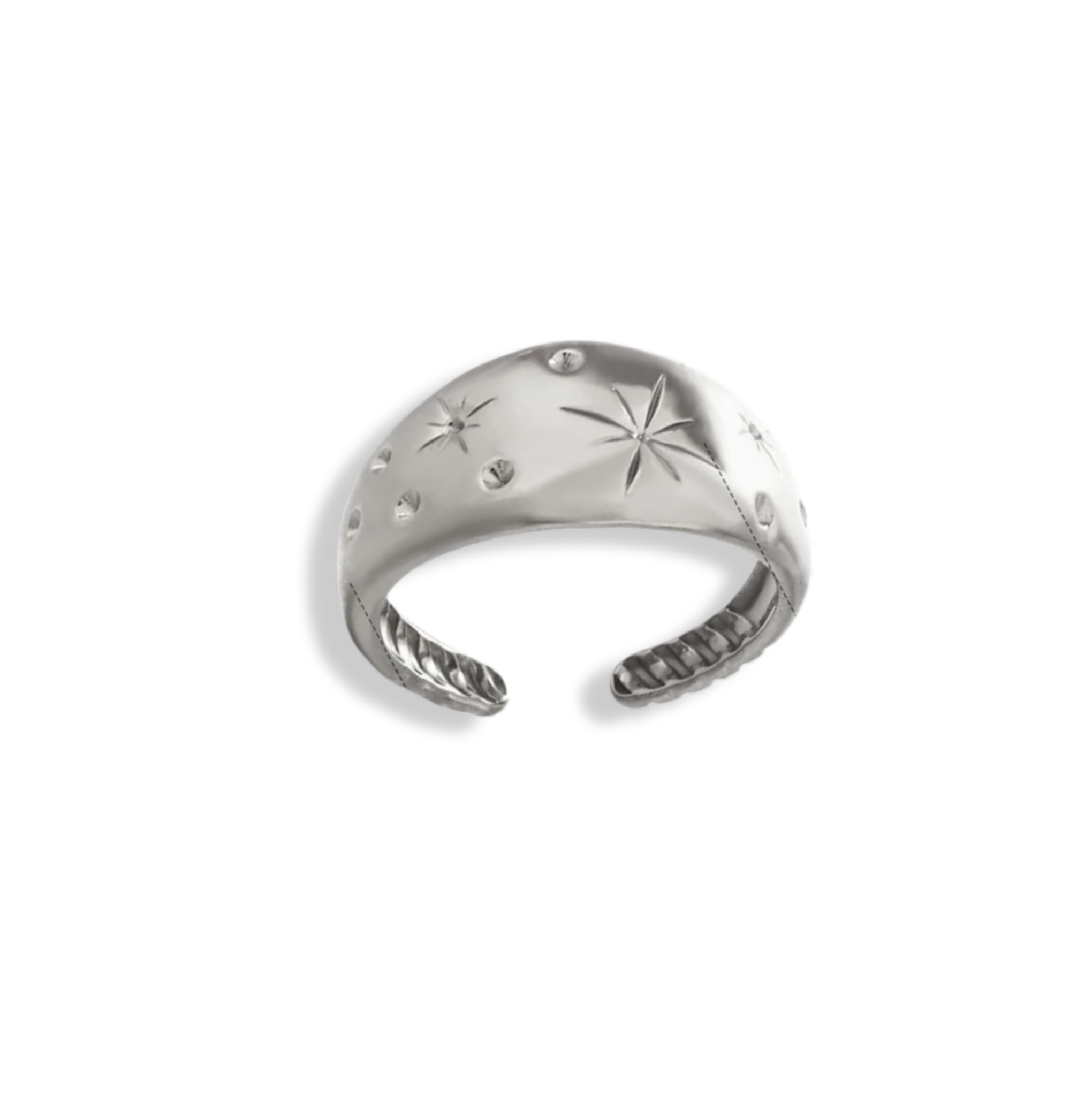 Anillo chunky destellos y puntos plateado